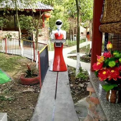 生态园餐厅服务机器人送餐 迎宾 点餐定制机器人服务员厂家